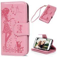 Badalink Galaxy S7 Edge Wallet Case 9 Card Slots Plastic Mirror Hand Strap Stand Feature Embossed PU Leather Flip... N15