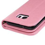 Badalink Galaxy S7 Edge Wallet Case 9 Card Slots Plastic Mirror Hand Strap Stand Feature Embossed PU Leather Flip... N16