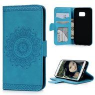 S6 Edge Case,Samsung Galaxy S6 Edge Case - Wallet Embossed Totem Flower Premuim PU Leather Snug Fit Soft TPU Inner... N26