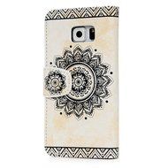 S6 Edge Case,Samsung Galaxy S6 Edge Case - Wallet Embossed Totem Flower Premuim PU Leather Snug Fit Soft TPU Inner... N28