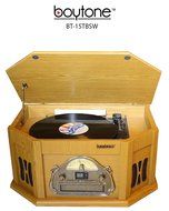 7-in-1 Boytone BT-15TBSW Classic Turntable Stereo System, Vinyl Record Player, AM/FM, CD, Cassette, USB, SD slot...