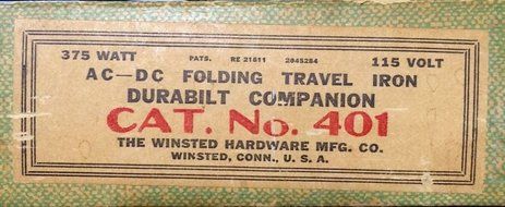 Vintage Durabilt AC-DC Folding Travel Iron Clothing Iron N2