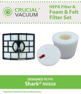 Shark NV650 HEPA, Foam &amp; Felt Filters Fit NV650, NV650W, NV651 &amp; NV652, Part # XFF650 &amp; XHF650, Designed &amp; Engineered...