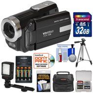 Vivitar DVR-508 HD Digital Video Camera Camcorder (Black) with 32GB Card + Batteries &amp; Charger + Case + LED Video... N2