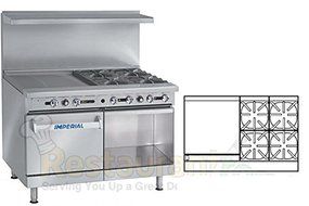 Imperial Commercial Restaurant Range 48&quot; With 4 Burner 24&quot; Griddle Oven/Cabinet Propane Ir-4-G24-Xb