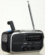 Kaito KA370 Voyager Solar/Crank AM/FM/SW NOAA Weather Radio with 5-LED flashlight, Black N5