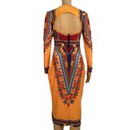 Women Dress,Haoricu New Women Summer Casual Deep V-Neck Traditional African Print Party Backless Dresses