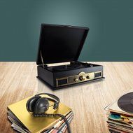 Pyle PTT30WD Bluetooth Vintage Classic Style Turntable Wireless Music Streaming, AM/FM Radio, USB Record Ability... N2