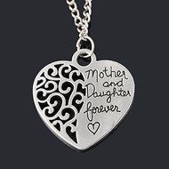 Mother and Daughter Forever Best Mom Gift Love Heart Pendant Necklace Chain New N2