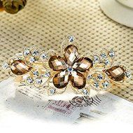 Coffee New Fashion crystal Rhinestone Flower Hair Barrette Clip Hairpin Women Jewelry