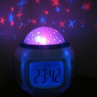 Momberoo Music Starry Star Sky Digital Led Projection Alarm Clock Calendar Thermometer