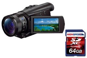 Sony FDR-AX100/B 4K Video Camera with 3.5-Inch LCD W/ 64GB SDXC Card N2