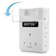 BESTEK 6-Outlet Wall Mount Surge Protector with 5.2A 4 USB Charging Station and Phone Charging Dock