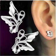 1 Pair Hot Women Lovely Butterfly Earrings Silver Plated Jewelry N4