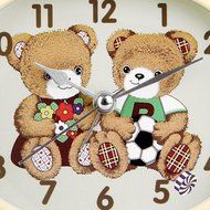 Hense Mute Quartz Movement lovely Teedy bear Design Twin Bell Alarm Clock With Nightlight Ha03 ( White frame ) N2