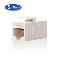 CAT5e Keystone Coupler,VCE (5-PACK) RJ45 Female to Female Insert Coupler UTP CAT5e Keystone inline Coupler -White