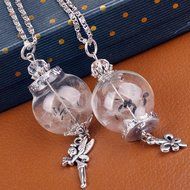 Real Dandelion Glass Women DIY Lucky Star Wishing Bottle Necklace Handmade Gift