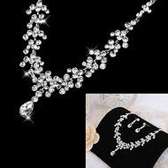 LING&#039;S SHOP Charm Wedding Bridal Rhinestone Crystal Pendant Necklace Earring Plated Jewelry Set (Silver) N5