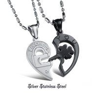 Morenitor[TM]Couple Necklace set Stainless Steel Silver Black Heart Shape Key Matching Set Necklace for Women&#039;s... N26