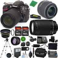 Nikon D7100 - International Version (No Warranty), 18-55mm f/3.5-5.6 DX VR, Nikon 70-300mm f/4-5.6G, 2pcs 16GB...