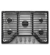 Whirlpool 30 inch 5 Burner Gas Cooktop with EZ-2-Lift&trade; Hinged Cast-Iron Grates WCG97US0DS N2