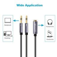 Besign 2-Pack 3.5mm Female to 2 Male Headphone Mic Audio Y Splitter Cable with Separate Headphone / Microphone... N17
