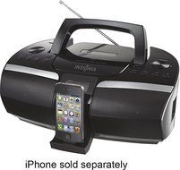 Insignia Portable CD / MP3 / USB Player Lightning iPhone / iPod Boombox Stereo Speaker Dock with FM Radio (Black... N2
