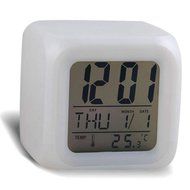 DZT1968&reg; 7 LED Color Temperature Change Square Digital Alarm Clock