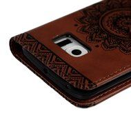 S6 Edge Case,Samsung Galaxy S6 Edge Case - Wallet Embossed Totem Flower Premuim PU Leather Snug Fit Soft TPU Inner... N32