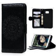 S6 Edge Case,Samsung Galaxy S6 Edge Case - Wallet Embossed Totem Flower Premuim PU Leather Snug Fit Soft TPU Inner... N34