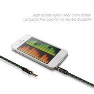 FRiEQ 3.5mm Male To Male Car and Home Stereo Cloth Jacketed Tangle-Free Auxiliary Audio Cable (4 Feet/1.2M) Fits... N8