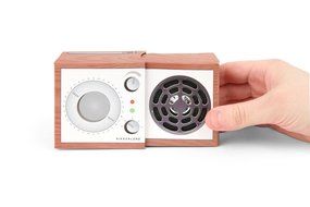 Kikkerland US53 Wood Radio Slide-Out Speaker - Retail Packaging - Brown/White
