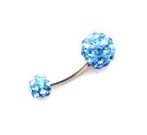 Dedegui Silver Bar Crystal Gems Bling 14g Belly Button Navel Ring Body Piercing Jewelry (Blue and Clear) N3