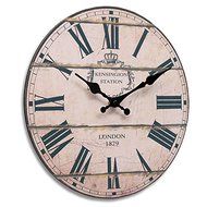 Wood Vintage Wall Clock Shabby Rural Antique Style For Home Office Decor N3
