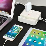 UL LISTED Surge Protector - EZOPower Desktop Charging Station with 3 AC Outlets, 3 USB Charger Ports and Built-in...