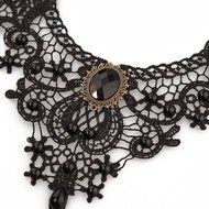 Black Lace Necklace Earrings Set,JoyTong Lace Pendant Choker and Eardrop Red N3