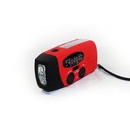 Sminiker Solar Self Powered Portable Hand Crank Emergency Radios, AM/FM/NOAA Weather, Emergency Flashlight (Red) N9