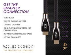 2 PACK - Solid Cordz 4K-HDMI 2.0 - ULTRA PREMIUM SERIES GOLD Plated 6 ft High Speed (up to 18 Gbps)4K Support... N2