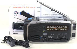 Kaito KA370 Voyager Solar/Crank AM/FM/SW NOAA Weather Radio with 5-LED flashlight, Black N9