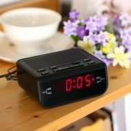 SyGyn(TM) Compact Digital Alarm Clock FM Radio with Dual Alarm Buzzer Snooze Sleep Function Red LED Time Display