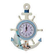 Mediterranean Style Creative Wall Clock Solid Wood Romantic Living Room Bedroom Wall Alarm Clock