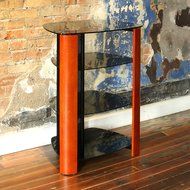 WE Furniture 35&quot; Glass Media Storage Tower, Espresso N3