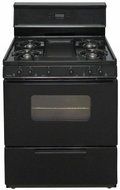 Premier SFK249BP Black 30" Electronic Spark Gas Range with 3.9 Cu. Ft. Capacity Five Cooktop Burners Lift Up Top...