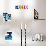 eBerry [A04 3.5mm Male to Male Audio Cable] Special Color Contrast Nylon Fiber Cloth Foil Shielded Slim Waist...