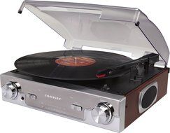 Crosley CR6005A-MA Tech Turntable with AM/FM Radio and Portable Audio Ready (Mahogany) N4