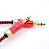 eBerry [A04 3.5mm Male to Male Audio Cable] Special Color Contrast Nylon Fiber Cloth Foil Shielded Slim Waist... N3