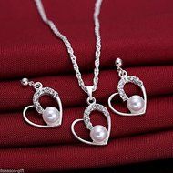 GIFT Jewelry Simple Rhinestone Bridal Crystal Necklace Earrings Set Jewelry N3