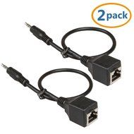 SHARPALIN 2 Pack DC3.5mm Stereo to DC3.5mm Stereo Audio Balun Extender Over Cat5/6 (2x Audio to RJ45 Female) N2