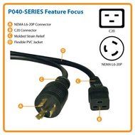 Tripp Lite Heavy-Duty Power Cord for PDU and UPS 20A, 12AWG (IEC-320-C19 to NEMA L6-20P) 6-ft.(P040-006) N2