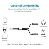 Besign 2-Pack 3.5mm Female to 2 Male Headphone Mic Audio Y Splitter Cable with Separate Headphone / Microphone... N22